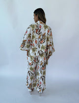 מכנס פשתן הדפס עלים