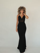 שמלת מקסי ערב שילוב תחרה