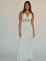 שמלת מקסי ערב שילוב תחרה