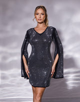 שמלת מיני ערב פתח בשרוול