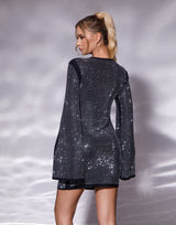 שמלת מיני ערב פתח בשרוול