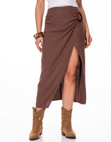 חצאית פשתן אבזם