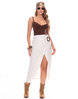 חצאית פשתן אבזם