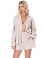 חליפת פשתן שורט גומי