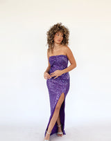 שמלה סטרפלס פייטים מקסי