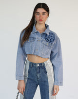 גקט גינס קרופ פרח