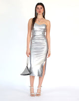 שמלה סטרפלס פוייל