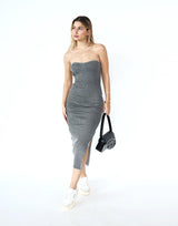 שמלת אריג סטרפלס