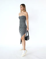 שמלת אריג סטרפלס