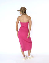 שמלת אריג סטרפלס