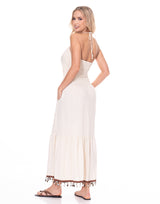 שמלה פשתן מקסי חרוזים