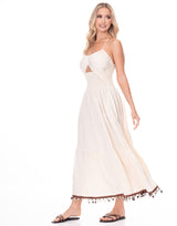 שמלה פשתן מקסי חרוזים