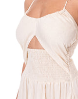 שמלה פשתן מקסי חרוזים