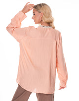 מכופתרת פשתן שילוב חרוזים