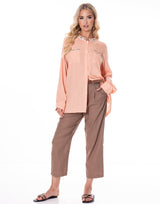 מכופתרת פשתן שילוב חרוזים