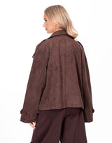 ג׳קט טרנץ׳ קצר בד סויד