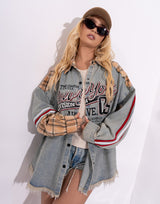 ג'קט שילוב גינס הדפס