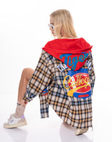 ג'קט משבצות שילוב הדפסים