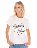 טישרט GOLDEN AGE כיתוב חרוזים