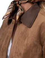 ג׳קט סויד צווארון דמוי עור