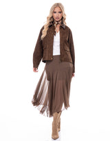 ג׳קט סויד צווארון דמוי עור