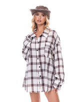 חולצה מכופתרת אוברסייז משובצת