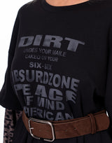 חולצה שרוול מנומר שילוב חגורה