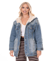 ג׳קט ג׳ינס פרווה שילוב חגורה