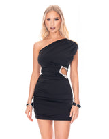 שמלה כתף אחת אבזם יהלומים