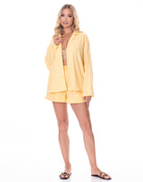 חליפת פשתן שורט גומי