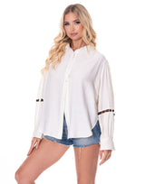 מכופתרת פשתן חרוזים