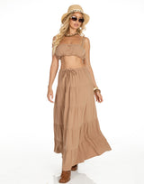 חליפת טופ וחצאית פשתן