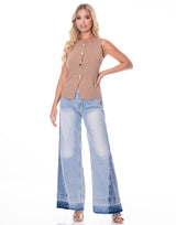 ווסט סריג כפתורי זהב