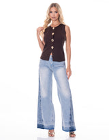 ווסט סריג כפתורי זהב