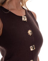 ווסט סריג כפתורי זהב