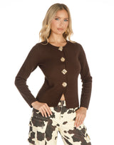 קרדיגן שרוול ארוך כפתורים זהב