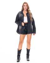 חולצת ג׳ינס כיסים אוברסייז