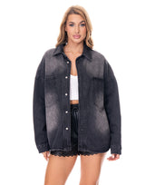 חולצת ג׳ינס כיסים אוברסייז