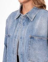 חולצת ג׳ינס כיסים אוברסייז