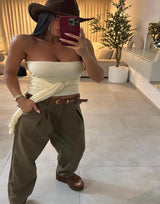 מכנס פשתן שילוב חגורה