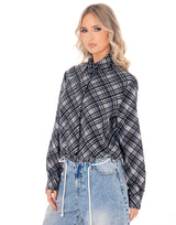 מכופתרת משבצות שילוב עניבה