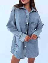 שמלת גינס הדפס בגב