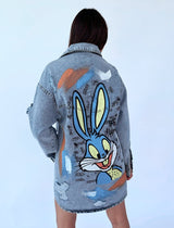 שמלת גינס הדפס בגב