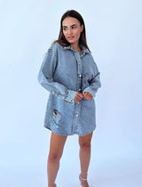 שמלת גינס הדפס בגב