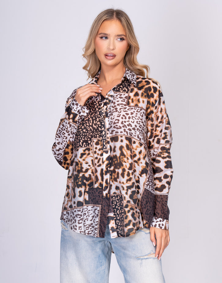 מכופתרת הדפס מנומר