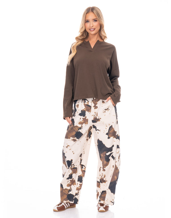 ג'ינס הדפס פרה גומי