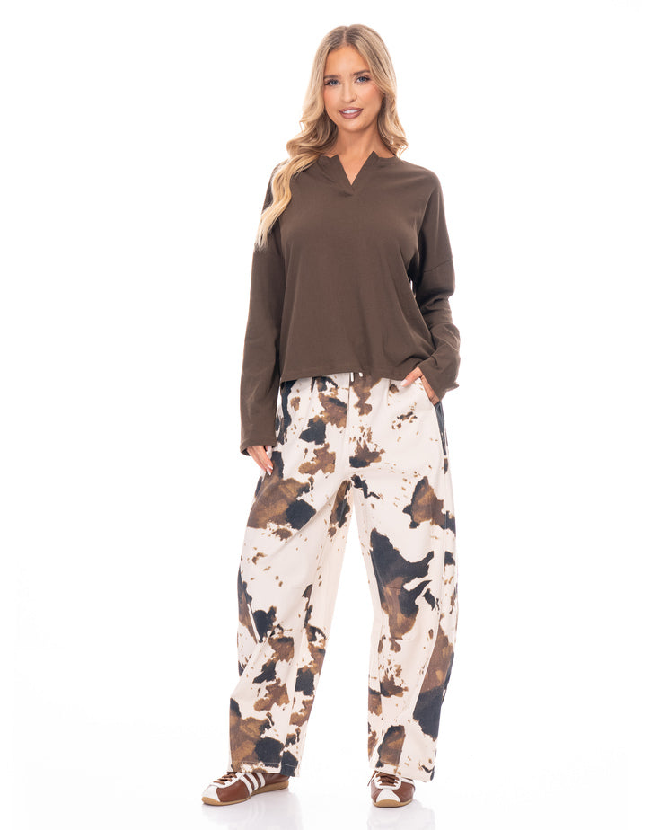 ג'ינס הדפס פרה גומי