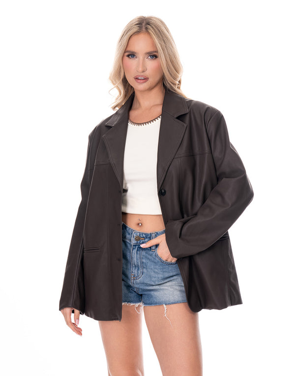 ג׳קט דמוי עור מחויט