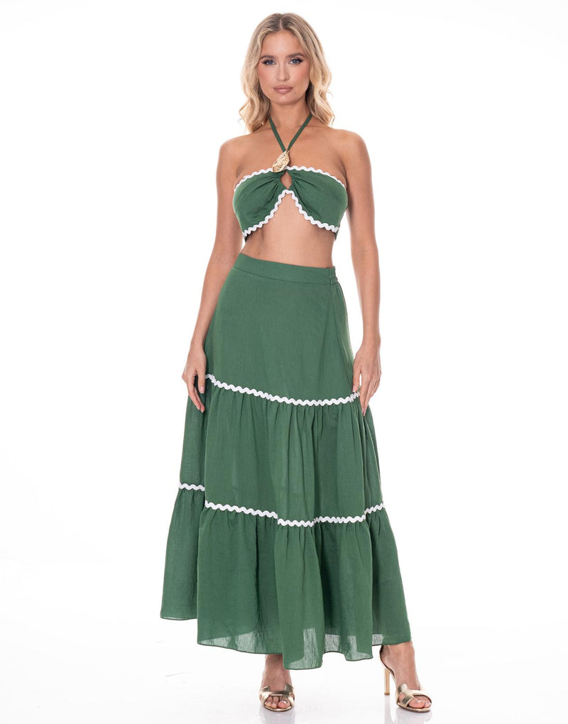 חליפת טופ סטרפלס חצאית