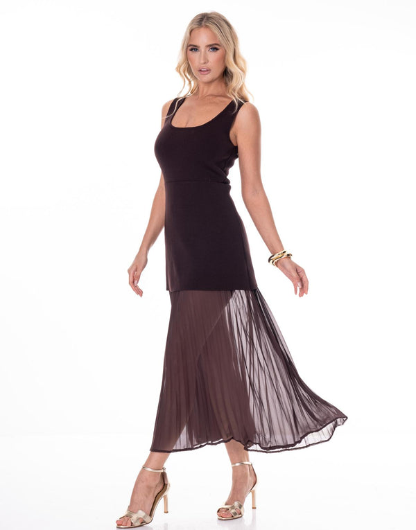 שמלת סריג שילוב שיפון